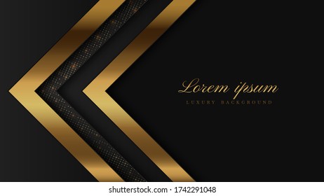 modern luxury background vector overlap layer on dark and shadow black space with abstract style for design. graphic illustration Texture with line golden Sparkles glitters dots element decoration.