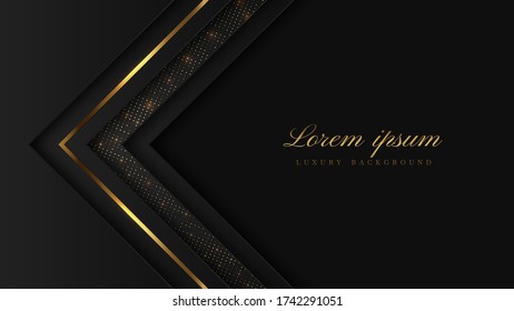 modern luxury background vector overlap layer on dark and shadow black space with abstract style for design. graphic illustration Texture with line golden Sparkles glitters dots element decoration.