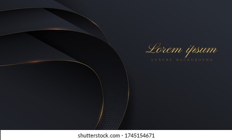 modern luxury background vector overlap layer on dark and shadow black space with abstract style for design. graphic illustration Texture with line golden Sparkles glitters dots element decoration.