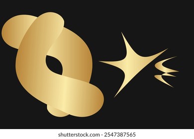Formas de Plantilla de Web de Anuncio de lujo moderno diseño de ondas doradas y líneas doradas con efecto de luz sobre el fondo.