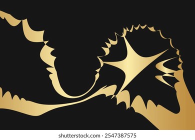 Modern luxury banner web template design golden wave shapes and gold lines with light effect on background.