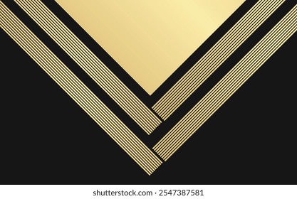 Modern luxury banner web template design golden wave shapes and gold lines with light effect on background.