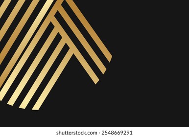 Modern luxury banner web template design golden wave shapes and gold lines with light effect on background.