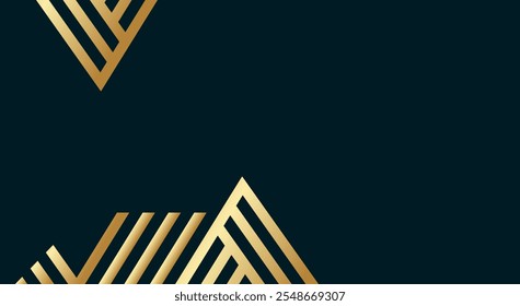 Formas de Plantilla de Web de Anuncio de lujo moderno diseño de ondas doradas y líneas doradas con efecto de luz sobre el fondo.
