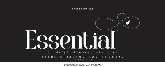 Modern luxury beauty font alphabet logo. Typography beautiful minimal elegant classic letter serif fonts fashion wedding vintage retro logos. vector illustration