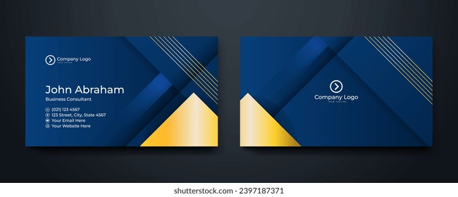 Modernes, luxuriöses Design-Template für Geschäftskarten in Blau und Gold. Moderne Visitenkarte - kreative und saubere Vorlage für Visitenkarten. Luxuriöse Design-Vorlage für Visitenkarten. Vektorgrafik