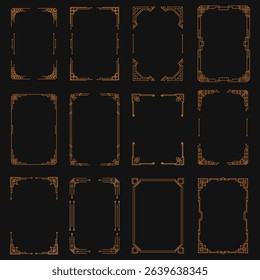 Modern luxury border with thin linear frame design golden shape background square rectangle premium wedding template metal box xmas vector banner plaque label abstract card vintage picture

