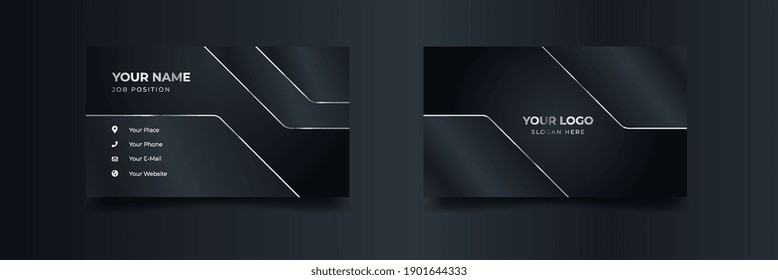 Modern luxury business card print template design. Inspiration from the abstract. Contact card for company. Two sided silver design . Vector illustration