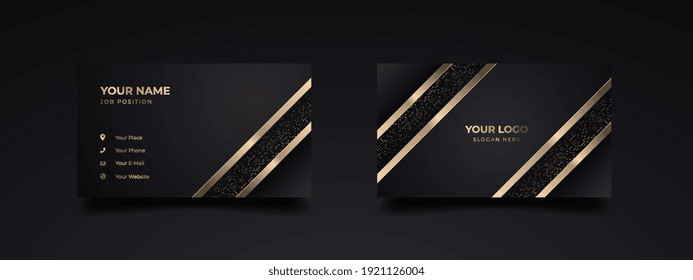 Modern luxury business card print template design. Inspiration from the abstract. Contact card for company. Two sided golden design . Vector illustration