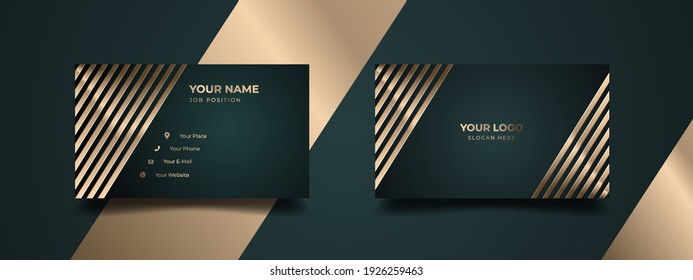 Modern luxury business card print template design. Inspiration from the abstract. Contact card for company. Two sided golden design . Vector illustration