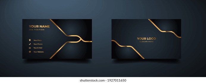 Modern luxury business card print template design. Inspiration from the abstract. Contact card for company. Two sided golden design. Vector illustration print template.