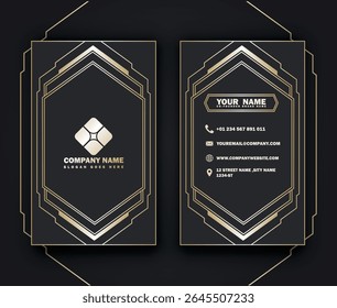 Modern luxury business card print template design. Inspiration from the abstract. Contact card for company. Two sided golden design . Vector illustration
