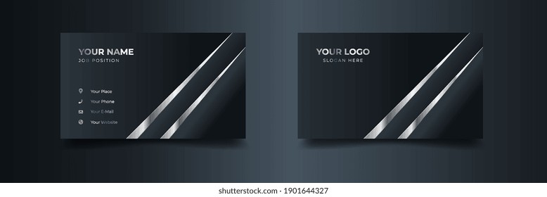 Modern luxury business card template design. Inspiration from the abstract background. Contact card for company. Two sided silver design vector illustration template.