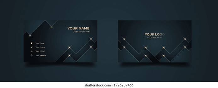 Modern luxury business card template movement graphic design. Inspiration from the abstract background. Contact card for company. Two sided gold with geometric design vector illustration template.