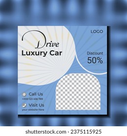 modern luxury car social media poster design template with sunbrush effect.