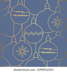 Modern luxury Christmas balls with text Merry Christmas. Minimalism design. Seamless pattern. Vector iluustration.