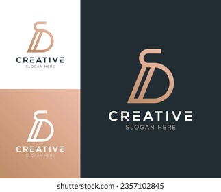 Modern luxury clean initial DS letter logo design vector illustration inspiration