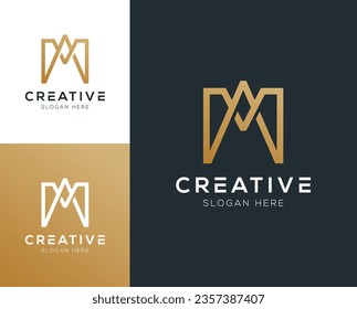 Modern luxury clean initial AM letter logo design vector illustration inspiration