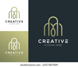 Modern luxury clean initial AM letter logo design vector illustration inspiration