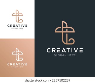 Modern luxury clean initial T letter logo design vector illustration inspiration