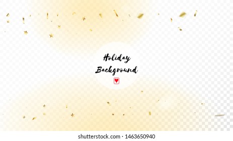 Modern Luxury Confetti, Isolated Stars, Tinsel Falling. Cool Sparkling Christmas, New Year, Birthday Party Holiday Scatter. Horizontal Magic Shapes Background. Luxury Confetti, Isolated Gold