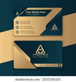 Plantilla de tarjeta de visita de oro oscuro de lujo moderno con diseño y Elementos personalizables. Profesional, 
Diseño de Vector editable minimalista para identidad de marca