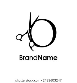 Modern, Luxury and Elegant illustration logo design Initial O Scissors. Logo can use for company related Barbershop and Salon.