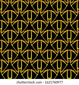 Modern Luxury Geometric Seamless Pattern. Linear geometric Art Deco bricks. 20s retro style. Golden gradient.