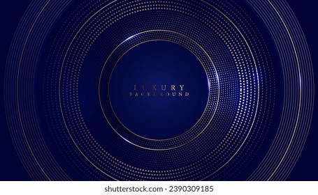 líneas de círculo dorado de lujo moderno y patrones redondeados de color azul oscuro elemento de diseño creativo de fondo.uso de fondo para diseño de portada, tarjeta de visita, papel pintado y banner de premio.