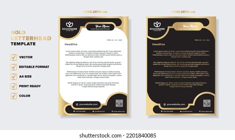 Modern Luxury Golden Letterhead Template For Stationary Design For Business Corporation 