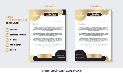 Modern Luxury Golden Letterhead Template For Stationary Design For Business Corporation 