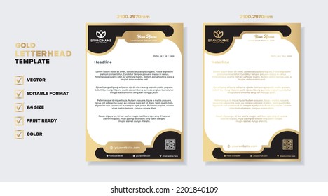 Modern Luxury Golden Letterhead Template For Stationary Design For Business Corporation 