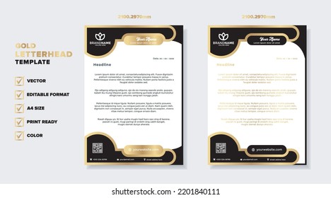 Modern Luxury Golden Letterhead Template For Stationary Design For Business Corporation 