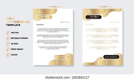 Modern Luxury Golden Letterhead Template For Stationary Design For Business Corporation 