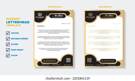 Modern Luxury Golden Letterhead Template For Stationary Design For Business Corporation 