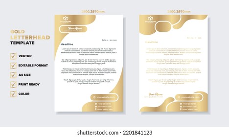 Modern Luxury Golden Letterhead Template For Stationary Design For Business Corporation 