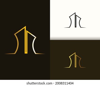Modern Luxury Golden Real Estate and Construction Logo