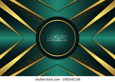 Modern Luxury Green and Gold Geometric Glossy Abstract Background