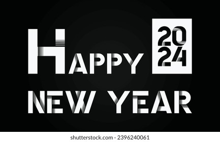 Modern Luxury Happy New Year 2024 New Year Whishes for Year 2024 Lettering text for Happy New Year and Merry Christmas