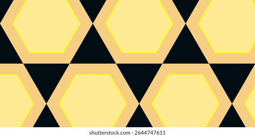 Modern luxury horizontal banner background with layers of golden hexagon shapes and shadow decoration. Trendy simple pentagon shape texture design. Luxury and elegant concept, vector