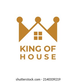 modern and luxury house with crown logo design. King of house logo. royal house logo