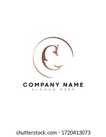 Moderna y lujosa C inicial con la plantilla de logotipo de estilo vintage, logotipo vectorial para identidad empresarial y de empresa  