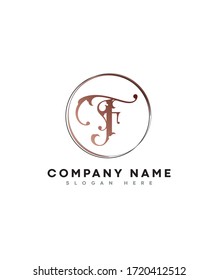 Modern luxury initial F with circle vintage style logo template, vector logo for business and company identity  