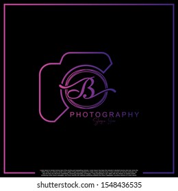 Modern Luxury Initial Letter B with camera. Logo photography simple luxury template.