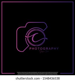 Modern Luxury Initial Letter C with camera. Logo photography simple luxury template.