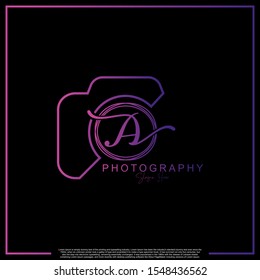 Modern Luxury Initial Letter A with camera. Logo photography simple luxury template.