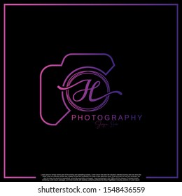 Modern Luxury Initial Letter H with camera. Logo photography simple luxury template.