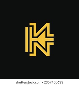 Modern and luxury initial letter KN or NK monogram logo