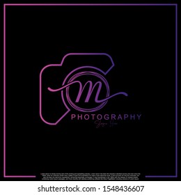 Modern Luxury Initial Letter M with camera. Logo photography simple luxury template.