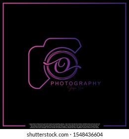 Modern Luxury Initial Letter O with camera. Logo photography simple luxury template.
